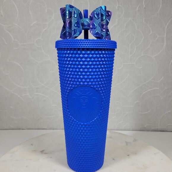 Starbucks China 2022 Klein Matte Blue Venti Studded Tumbler 9" Straw Bow Twist - Picture 1 of 16